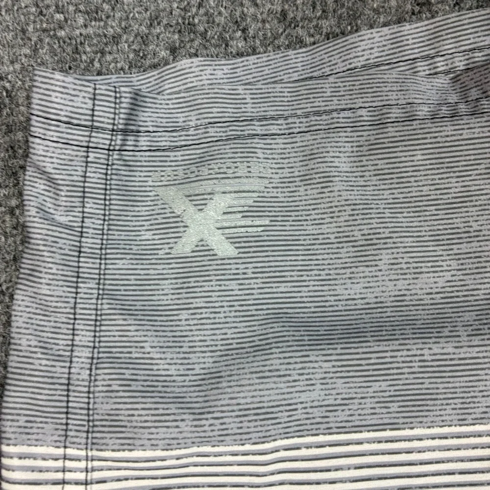ZeroXposur Mens Board Shorts XL Teal Black Grey Striped Swim Trunks Drawstring